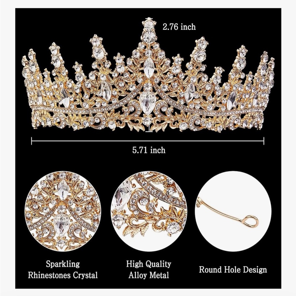 Elegant Gold Crystal Tiara